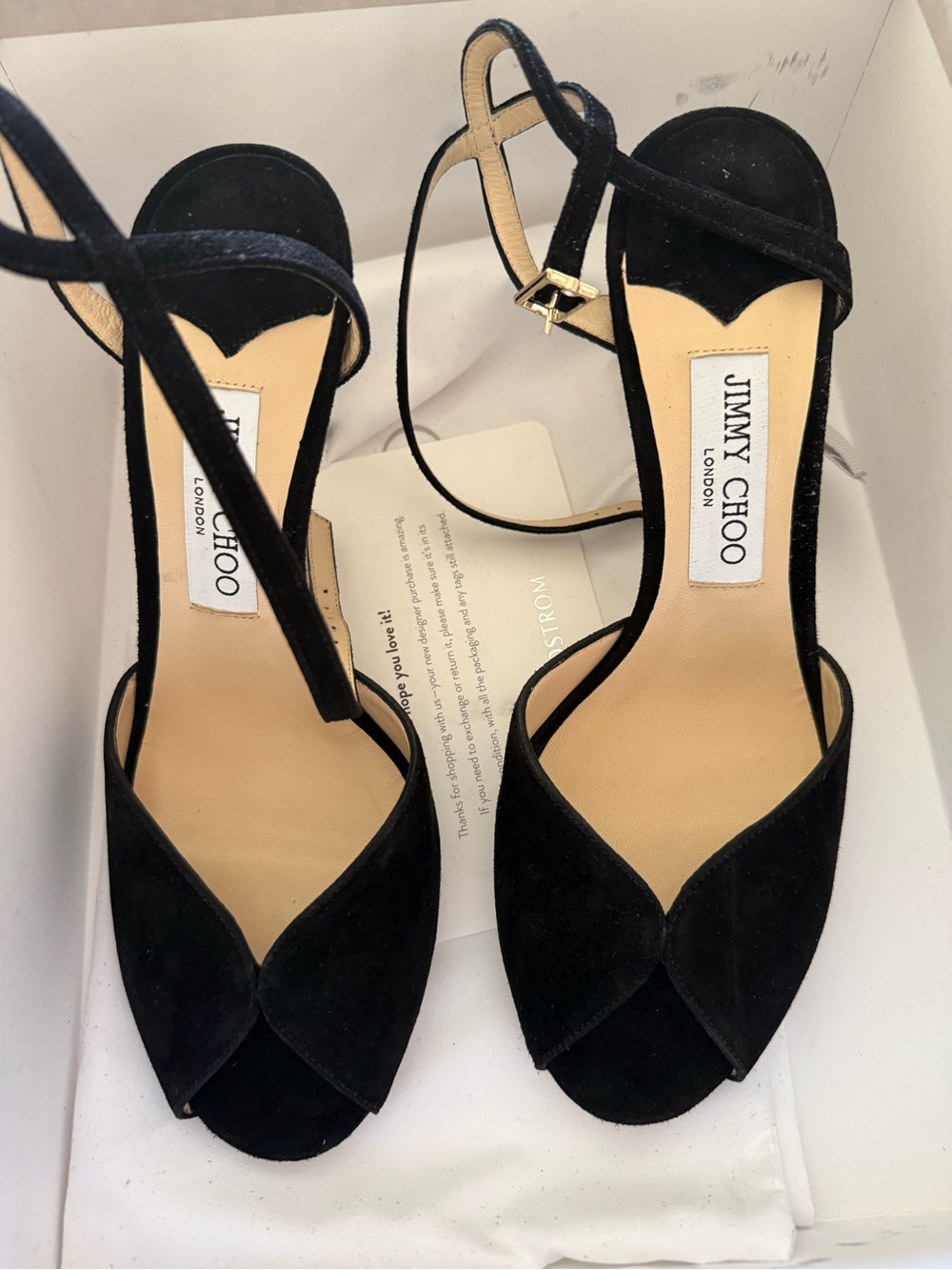 Jimmy Choo Black Suede Open-Toe Ankle-Strap Heels